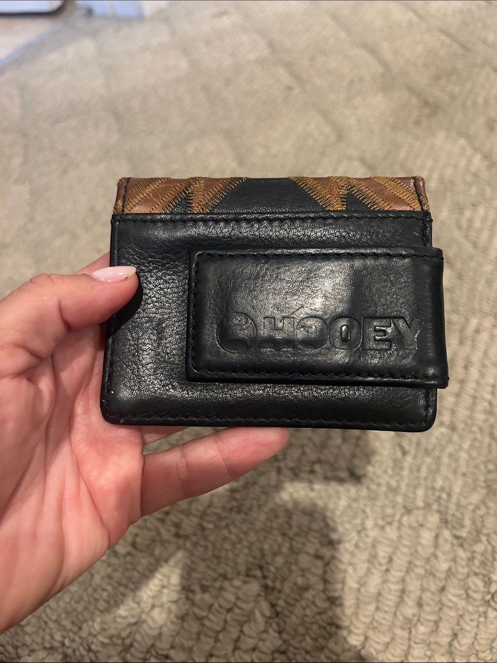 Hooey Tan, Black & Cream Aztec Leather Card Holder - Picture 5 of 10